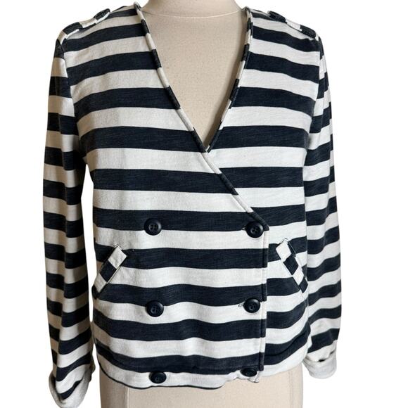 Urban Outfitters BDG Stripe Button Front French Terry Wrap Sweater Womens Medium - Picture 4 of 10